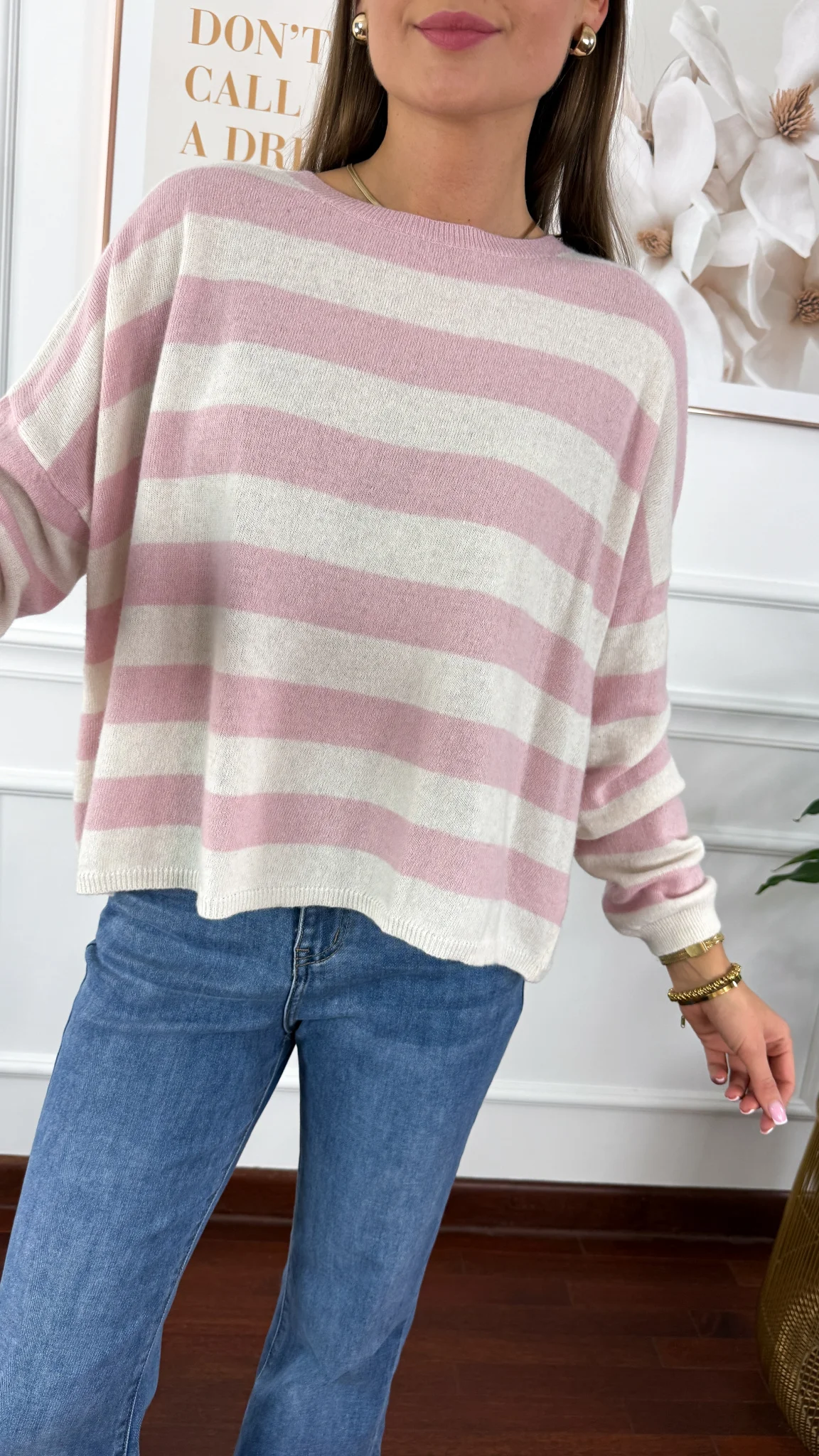 Sweter Isla różowy w paski