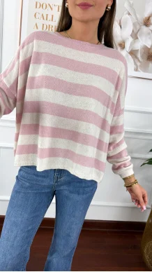 Sweter Isla różowy w paski