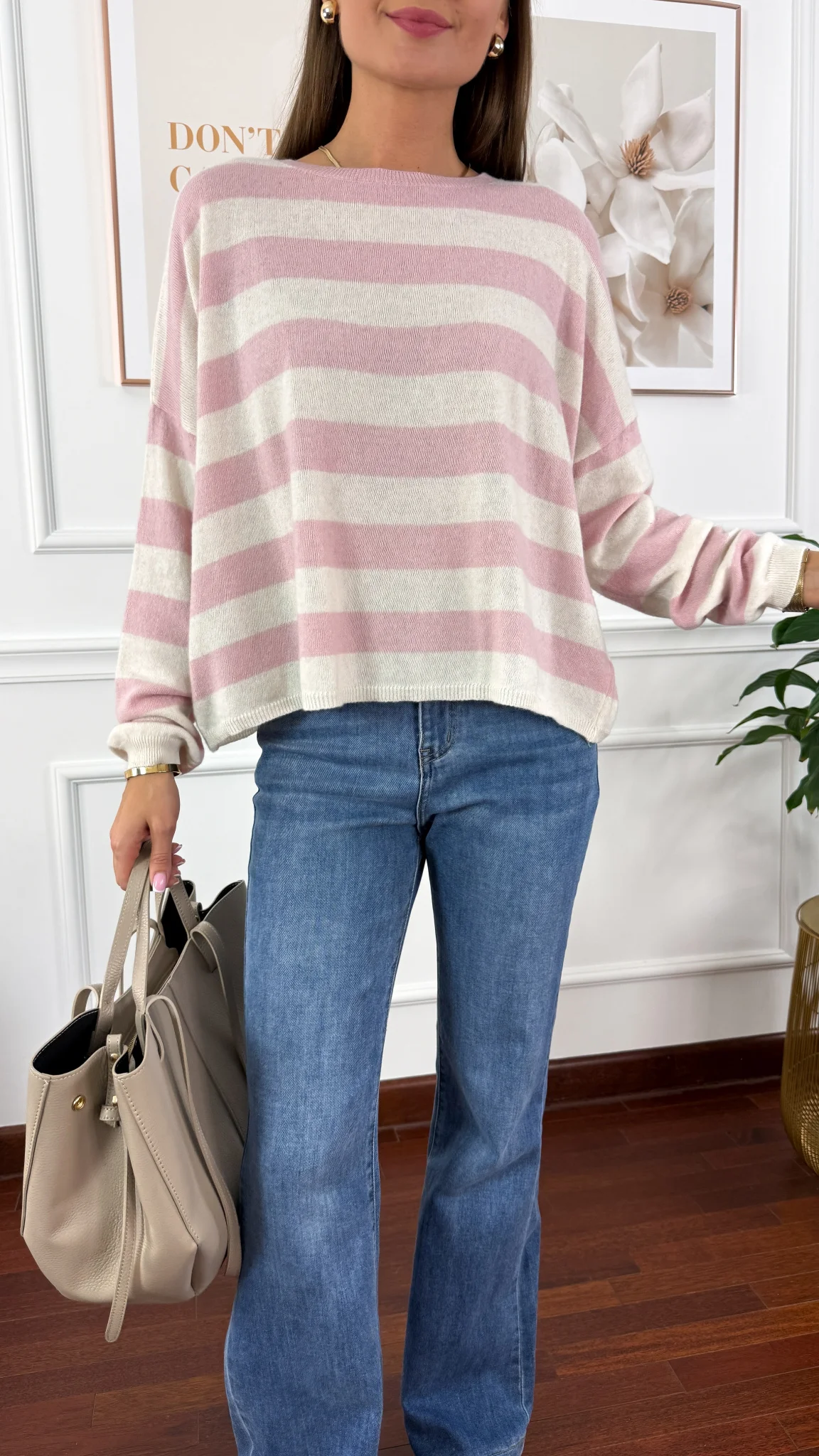 Sweter Isla różowy w paski