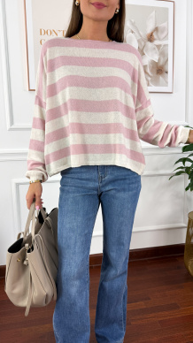 Sweter Isla różowy w paski