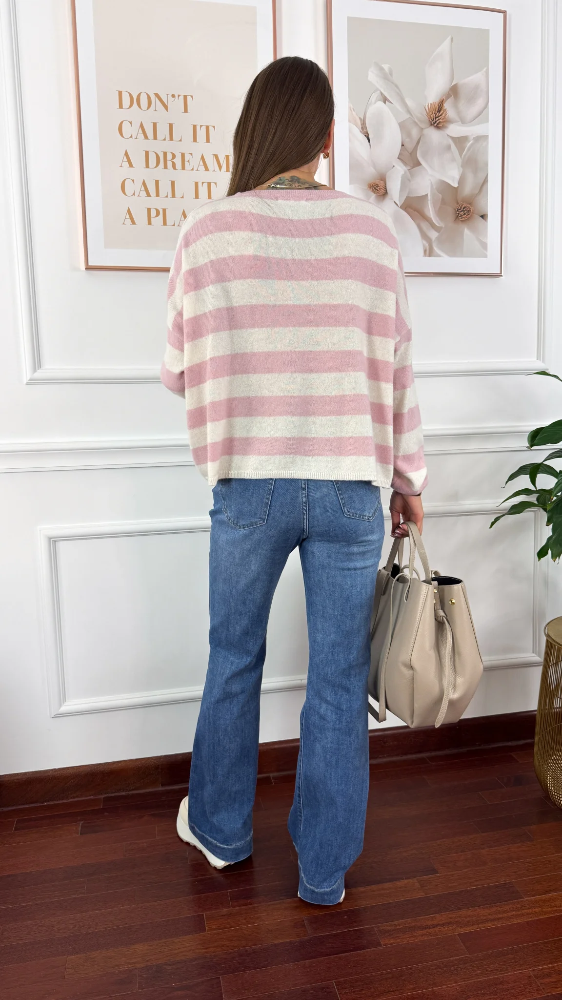 Sweter Isla różowy w paski