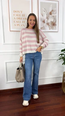 Sweter Isla różowy w paski