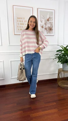 Sweter Isla różowy w paski