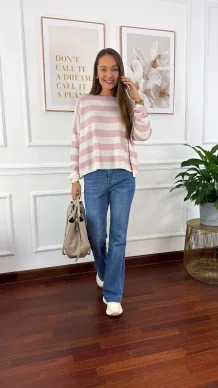 Sweter Isla różowy w paski