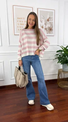 Sweter Isla różowy w paski