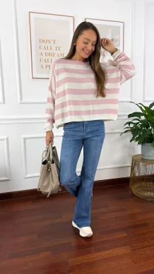 Sweter Isla różowy w paski