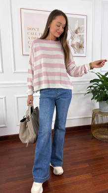 Sweter Isla różowy w paski