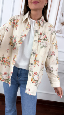 Koszula w kwiaty Francesca ecru