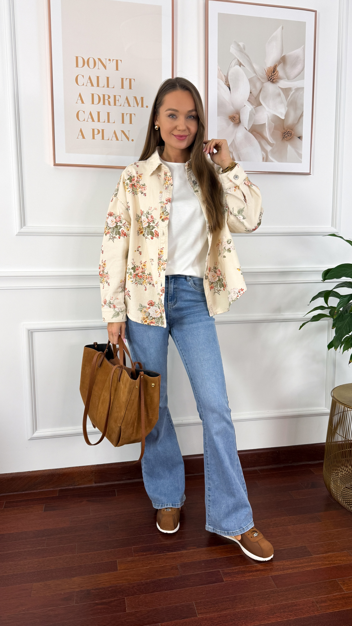 Koszula w kwiaty Francesca ecru