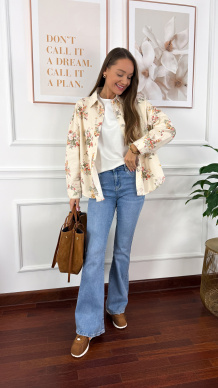 Koszula w kwiaty Francesca ecru