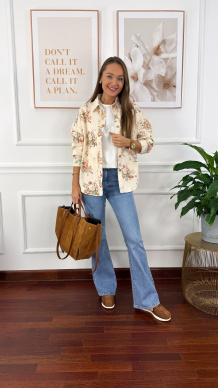 Koszula w kwiaty Francesca ecru