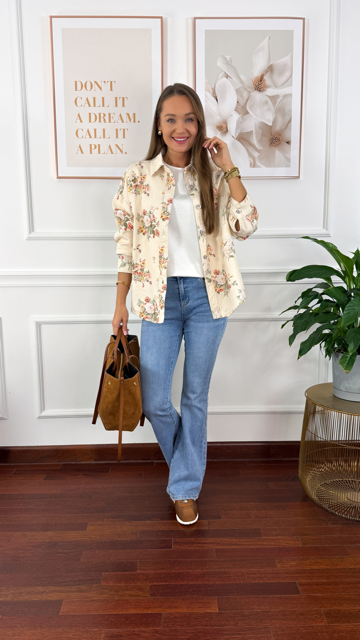 Koszula w kwiaty Francesca ecru