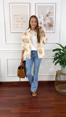 Koszula w kwiaty Francesca ecru