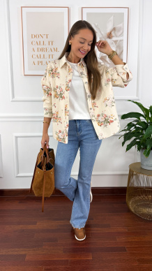 Koszula w kwiaty Francesca ecru