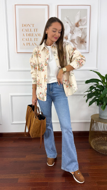 Koszula w kwiaty Francesca ecru