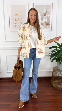 Koszula w kwiaty Francesca ecru