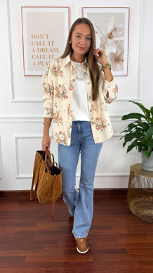 Koszula w kwiaty Francesca ecru