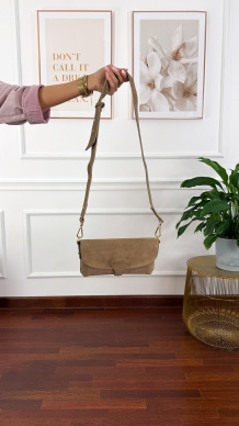 Zamszowa skórzana torebka Mia taupe