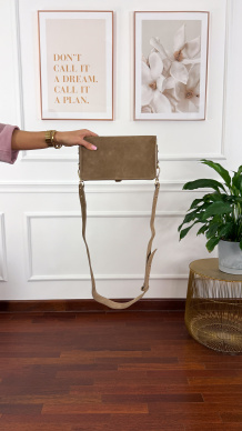 Zamszowa skórzana torebka Mia taupe