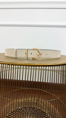 Skórzany pasek Isma zamszowy beżowy