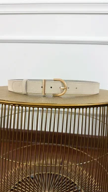 Skórzany pasek Isma zamszowy beżowy