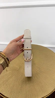 Skórzany pasek Isma zamszowy beżowy