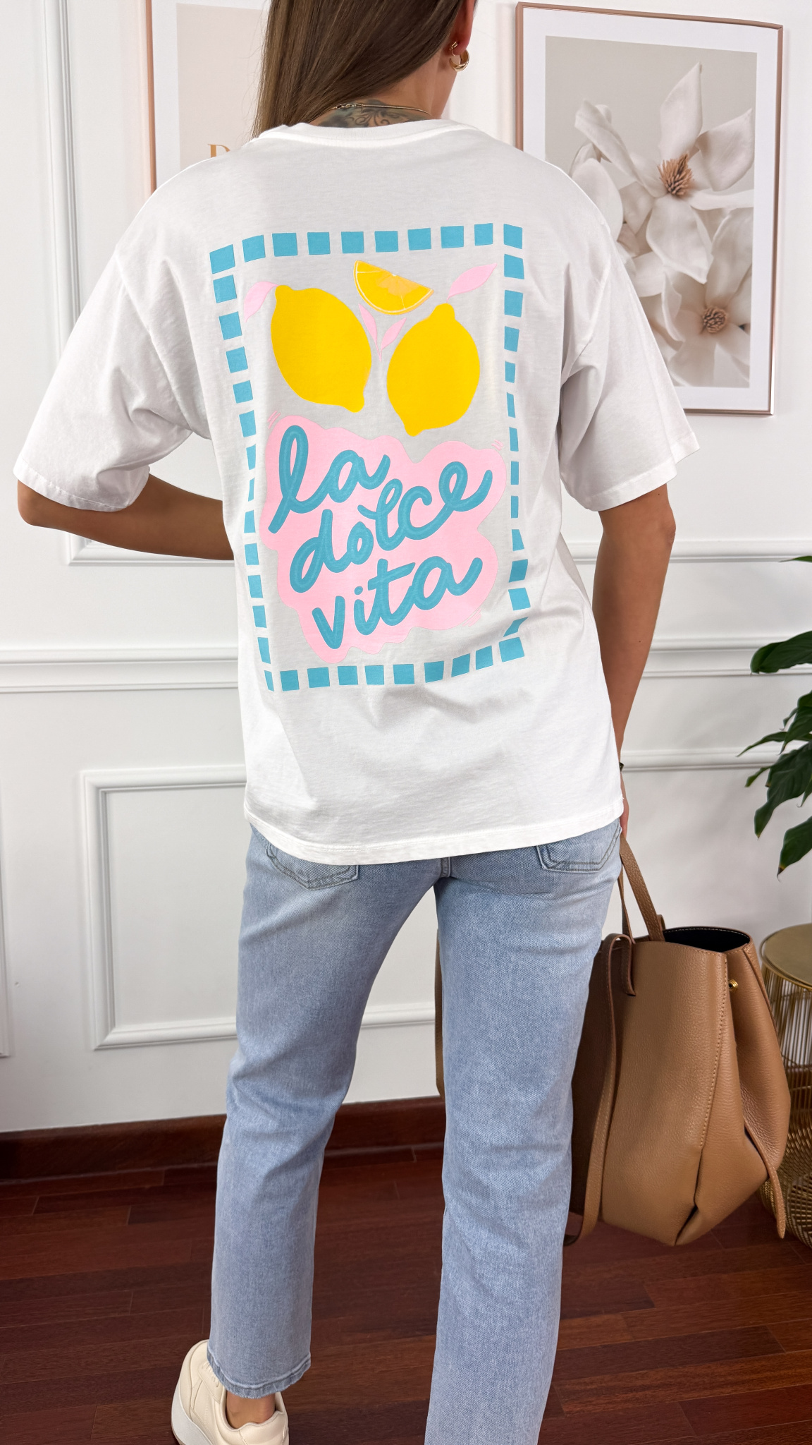 Bawełniana t-shirt Lemon biały