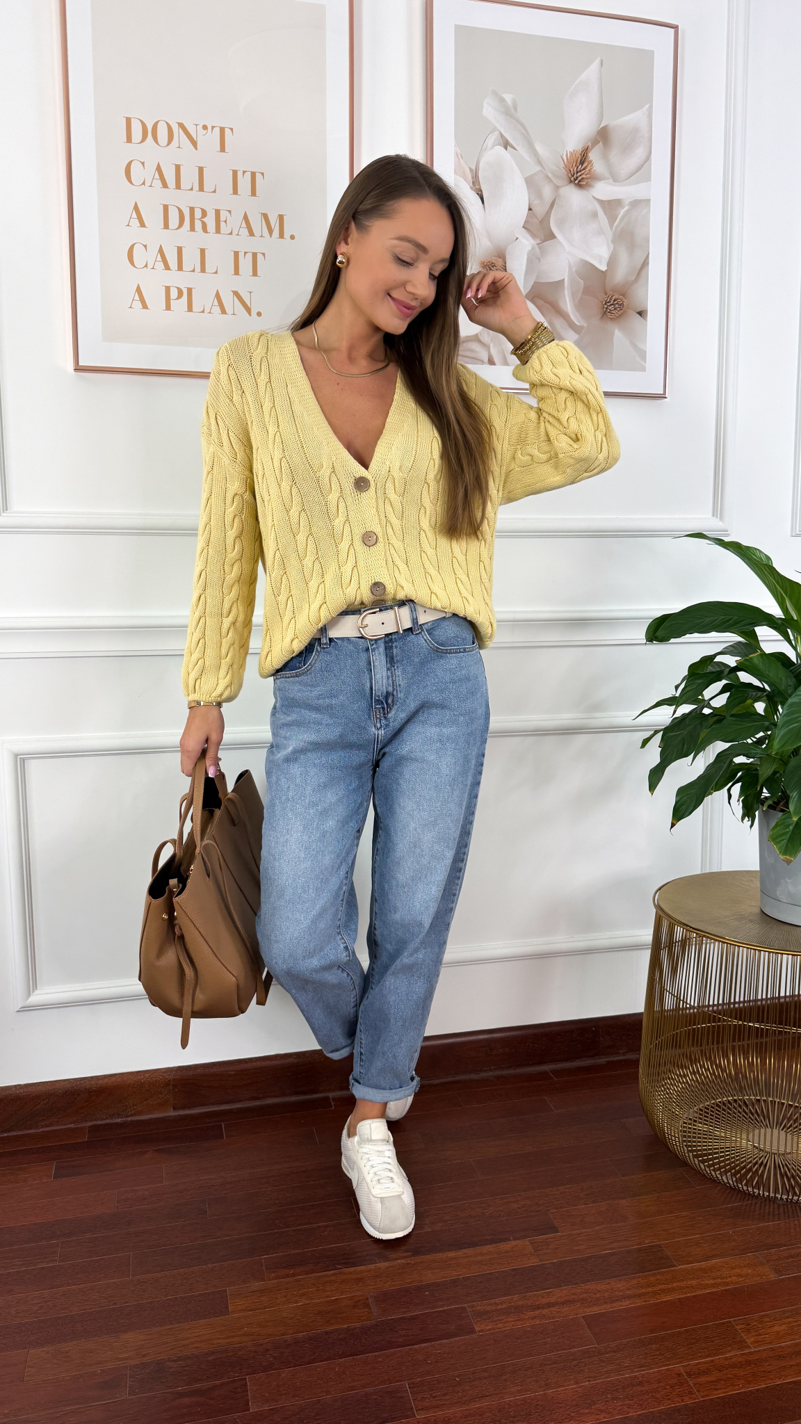 Bawełniany kardigan Merina żółty