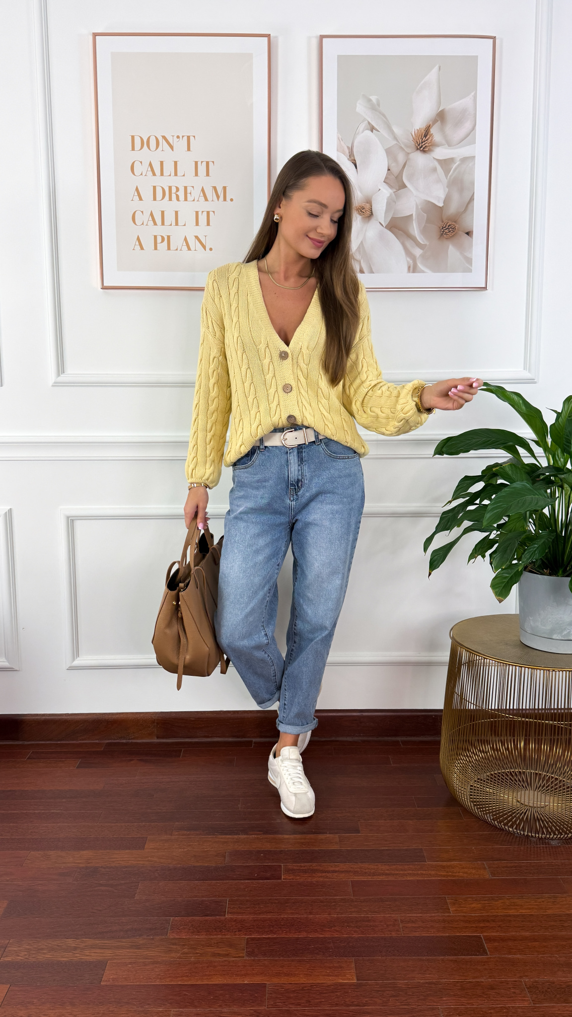 Bawełniany kardigan Merina żółty