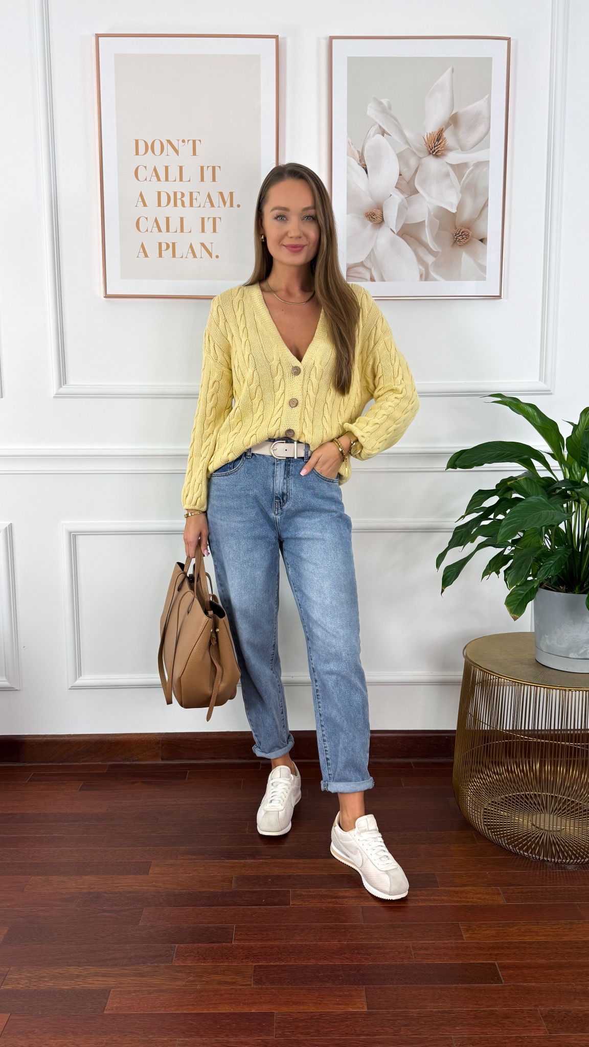 Bawełniany kardigan Merina żółty