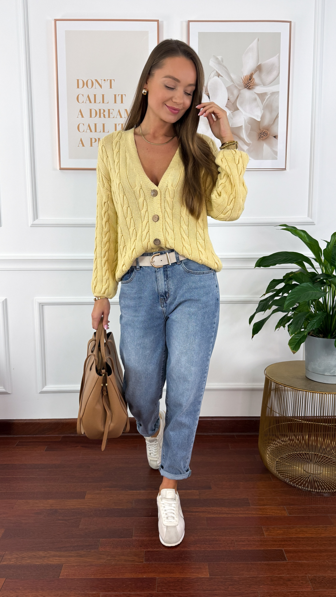 Bawełniany kardigan Merina żółty