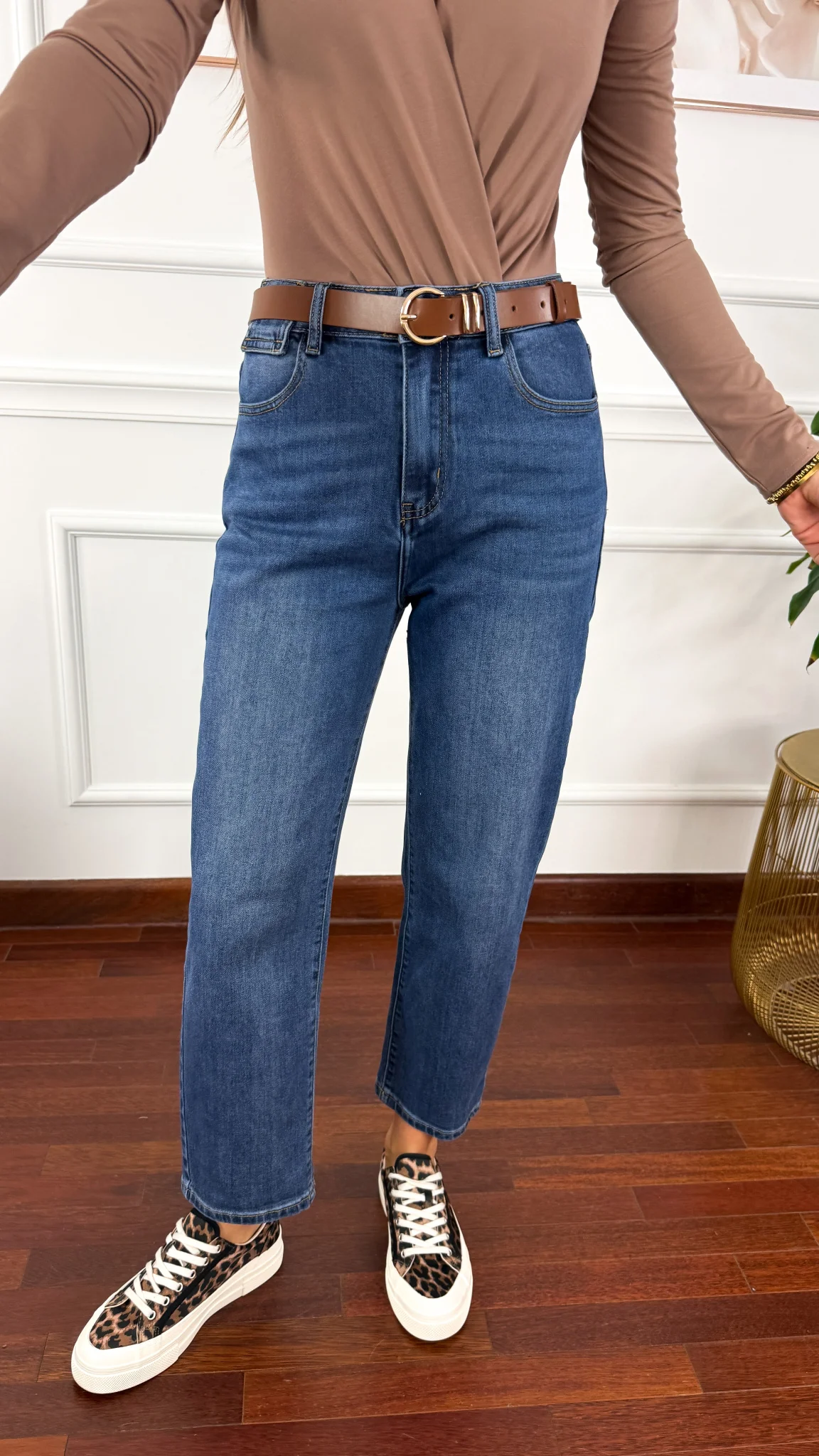 Spodnie mom fit Bloom denim