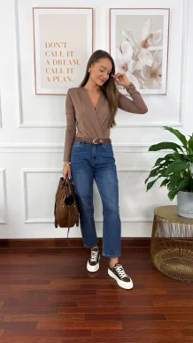 Spodnie mom fit Bloom denim