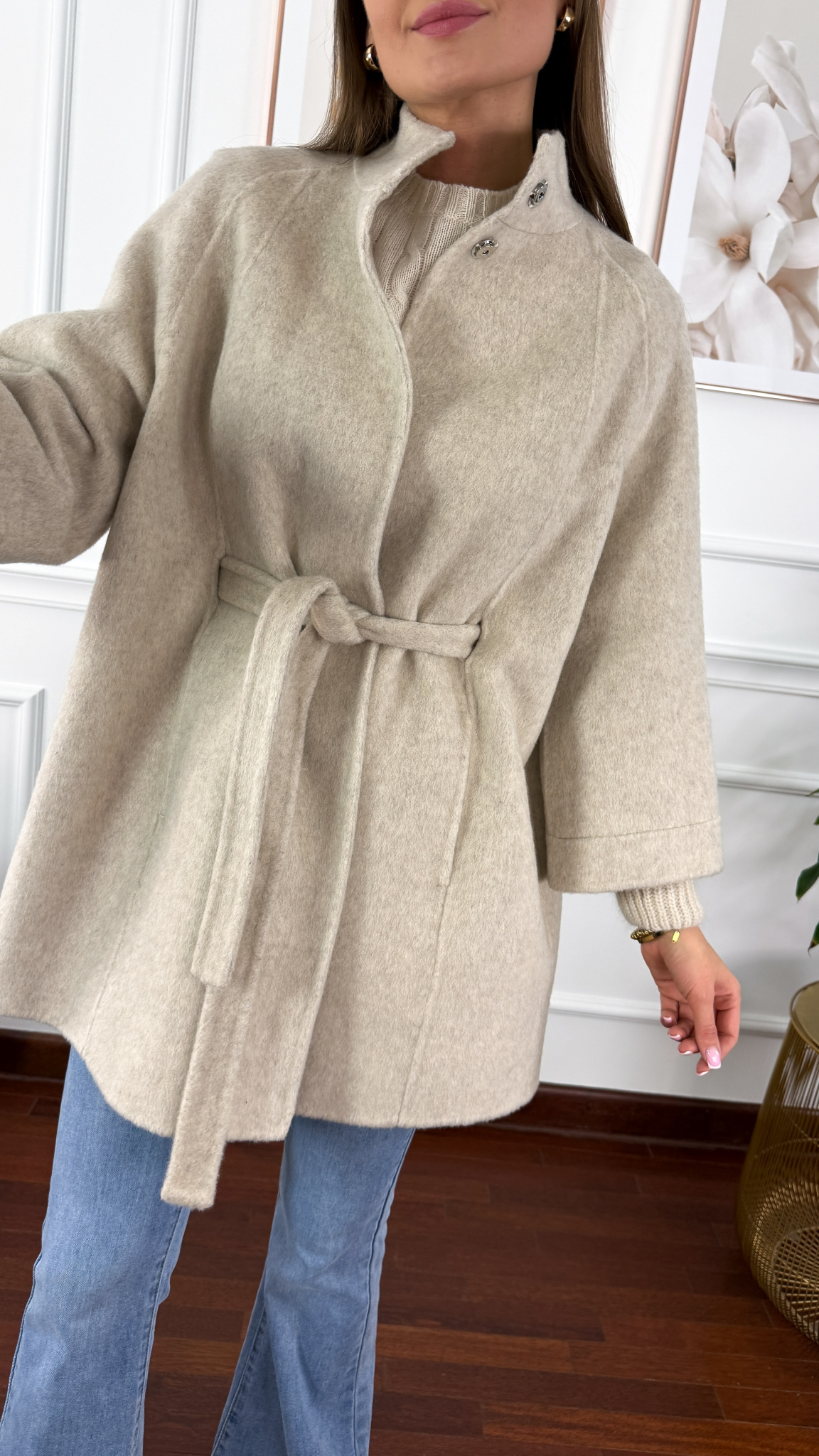 Wełniany płaszcz Michaela beżowy