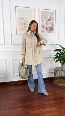 Wełniany płaszcz Michaela beżowy