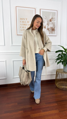 Wełniany płaszcz Michaela beżowy