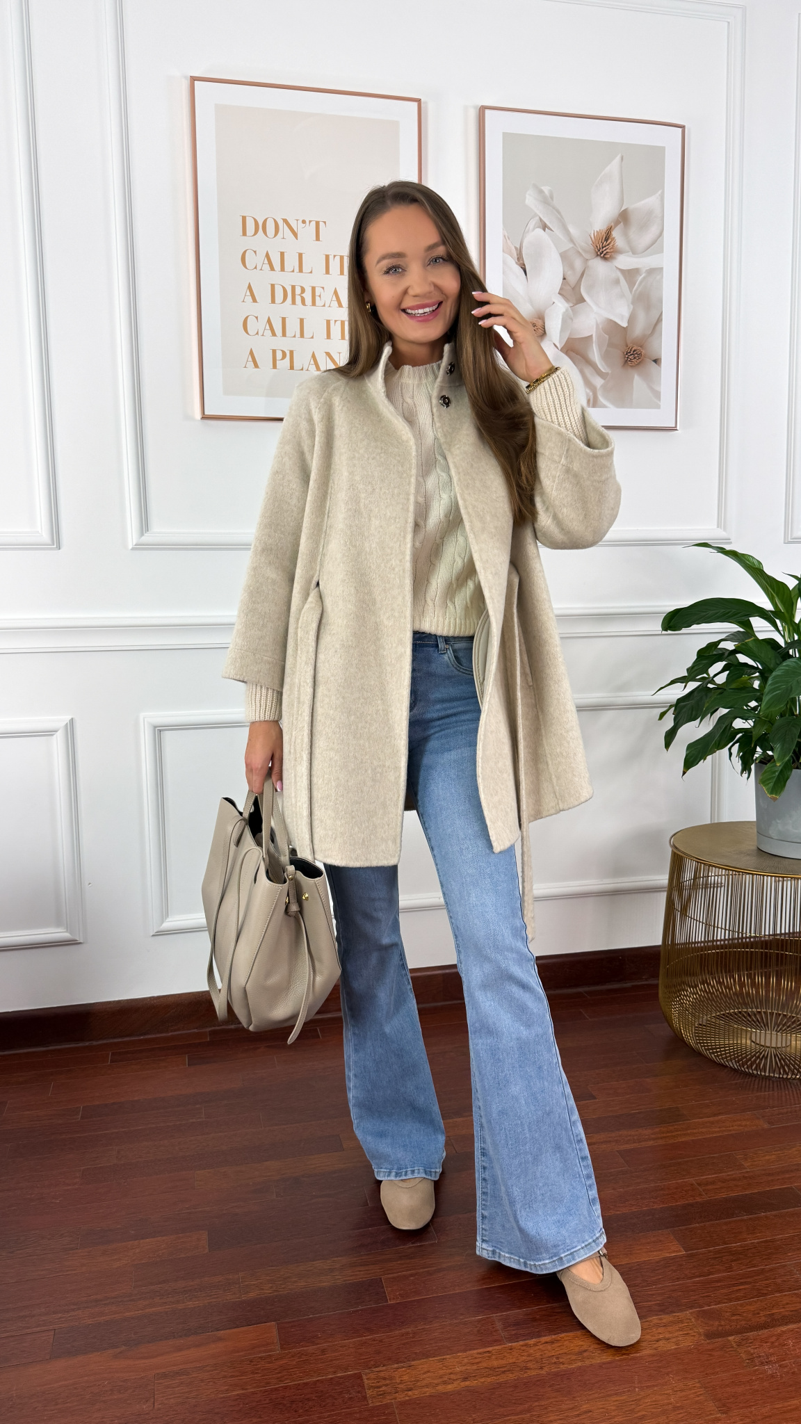 Wełniany płaszcz Michaela beżowy