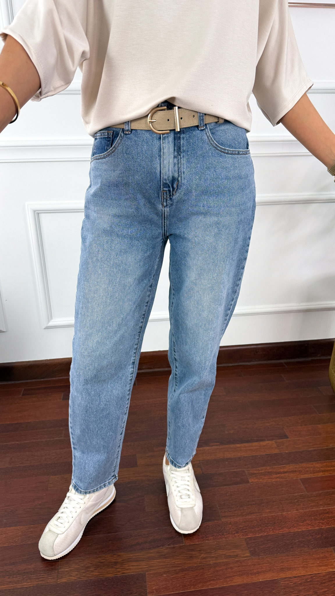 Spodnie mom fit Blush denim