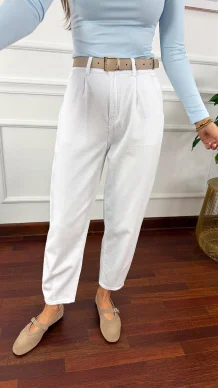 Spodnie balloon Charlotte białe