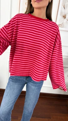 Bawełniana bluza Sally czerwono-różowa