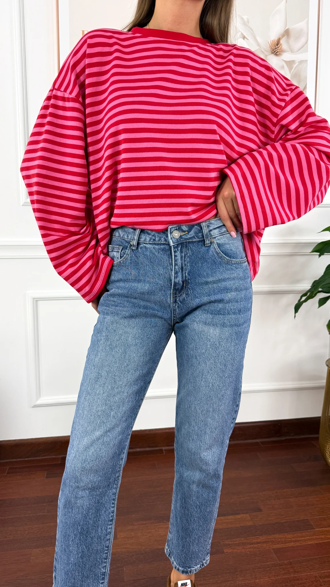 Bawełniana bluza Sally czerwono-różowa