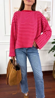 Bawełniana bluza Sally czerwono-różowa