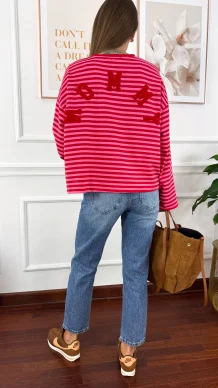 Bawełniana bluza Sally czerwono-różowa