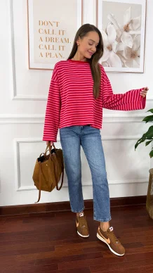 Bawełniana bluza Sally czerwono-różowa