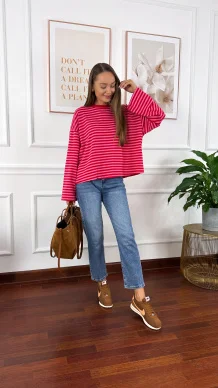 Bawełniana bluza Sally czerwono-różowa