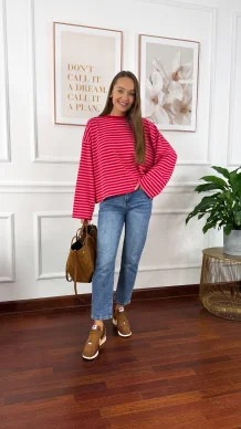 Bawełniana bluza Sally czerwono-różowa