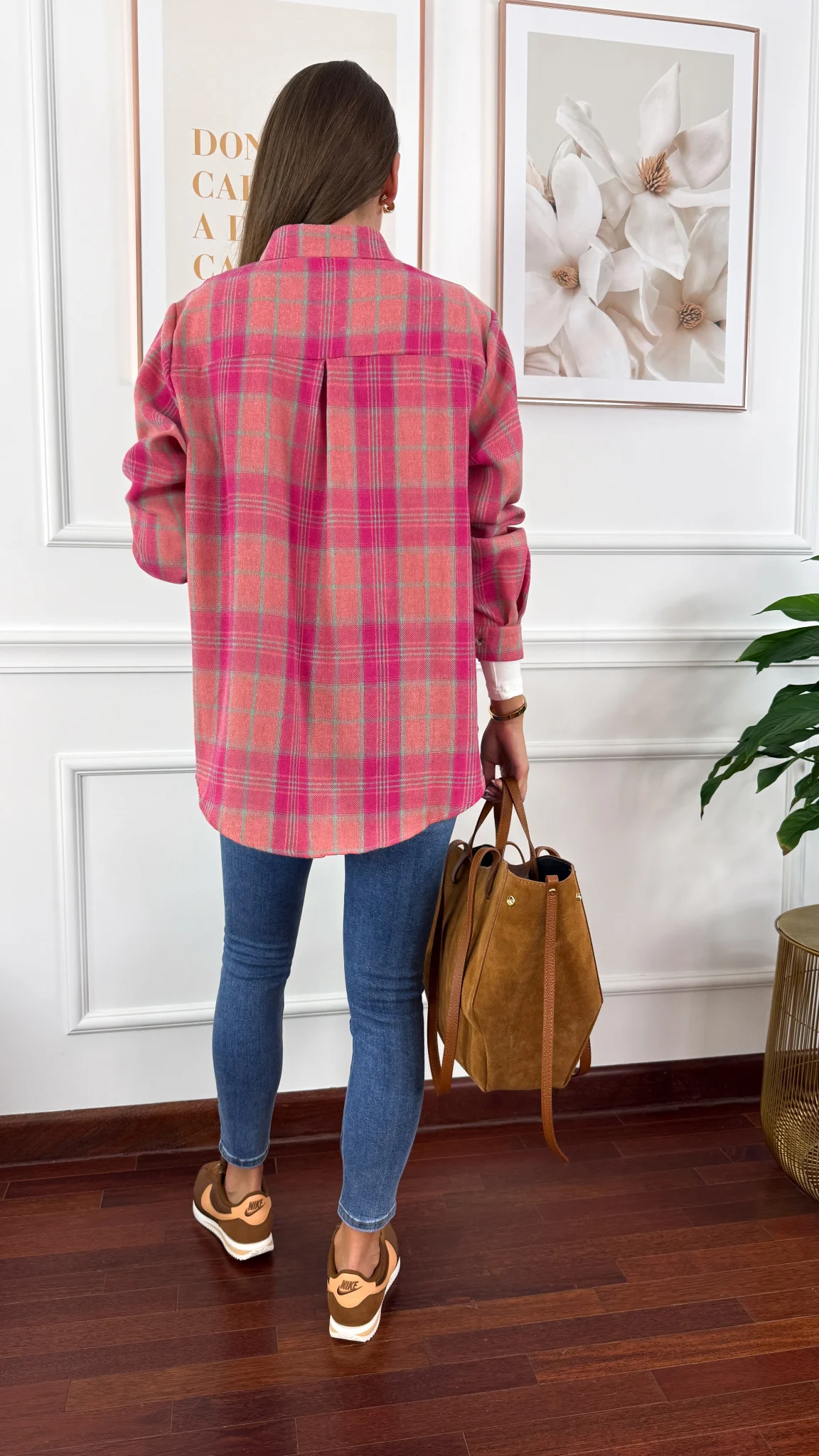 Koszula w kratę Calesia róż-fuksja