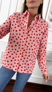 Koszula w serca Lara czerwona