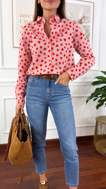 Koszula w serca Lara czerwona