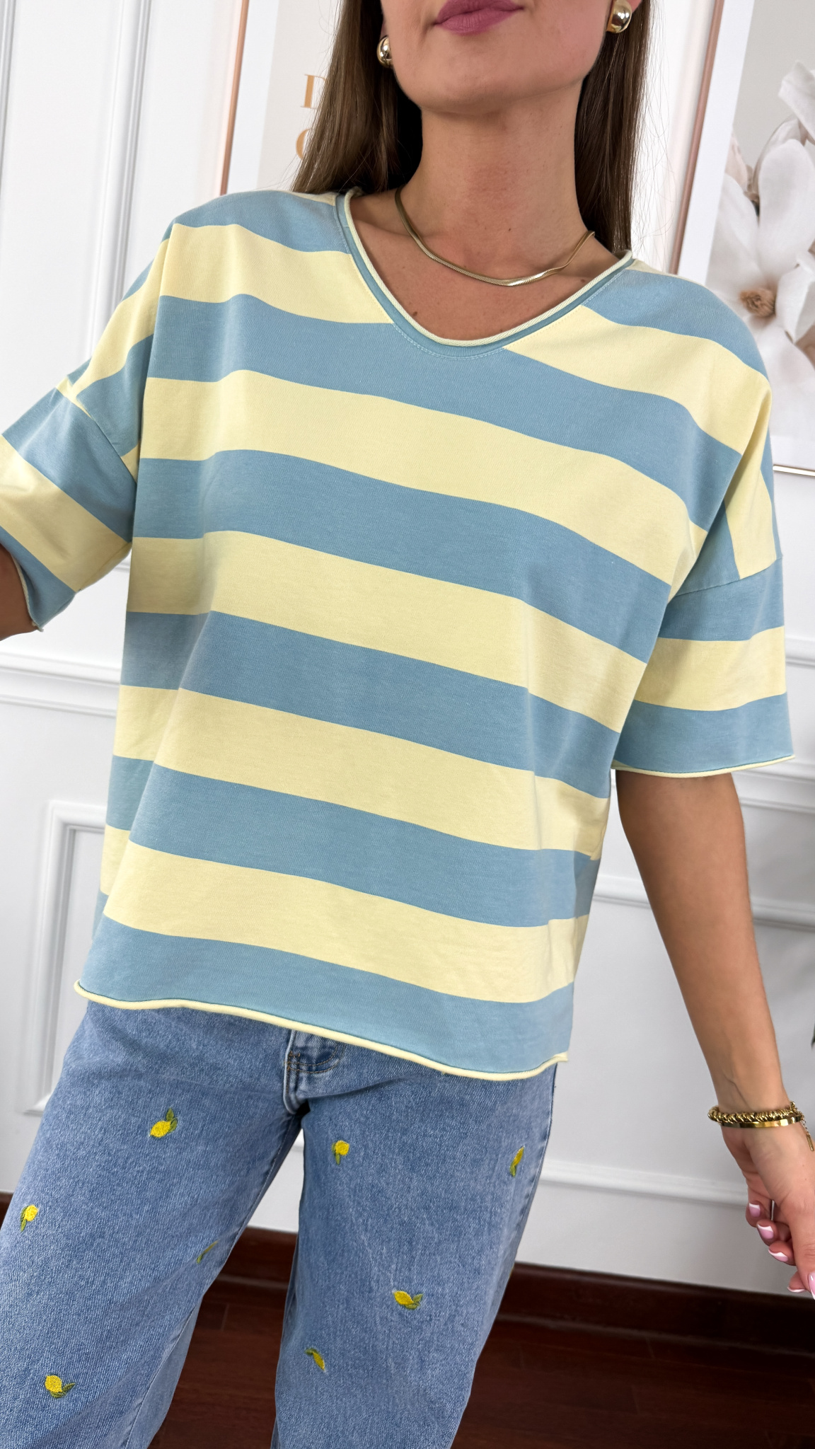 Bawełniany T-shirt Marina w paski